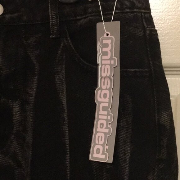 Missguided Punk Washed Patterned Wide Leg Jeans Size 29 - Picture 6 of 9